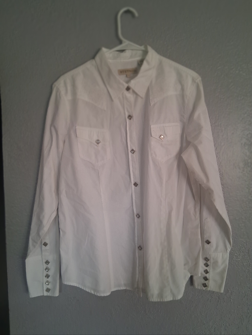 Stetson White Floral Embroidered Western Button Down Shirt Cowgirl XL